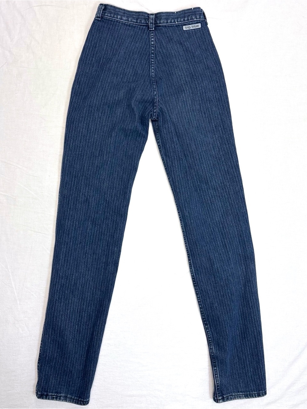 Vintage Big Blue Pinstripe Denim Jeans High Waist Skinny Sz 28 - Picture 4 of 12